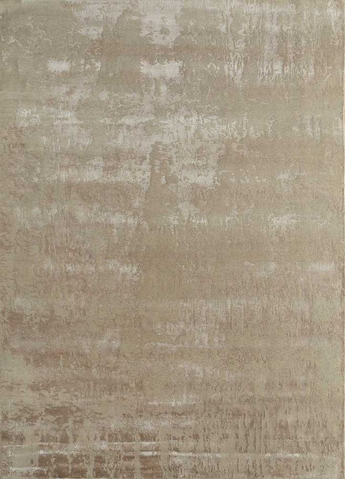 entropy ivory wool and bamboo silk hand knotted Rug - HeadShot