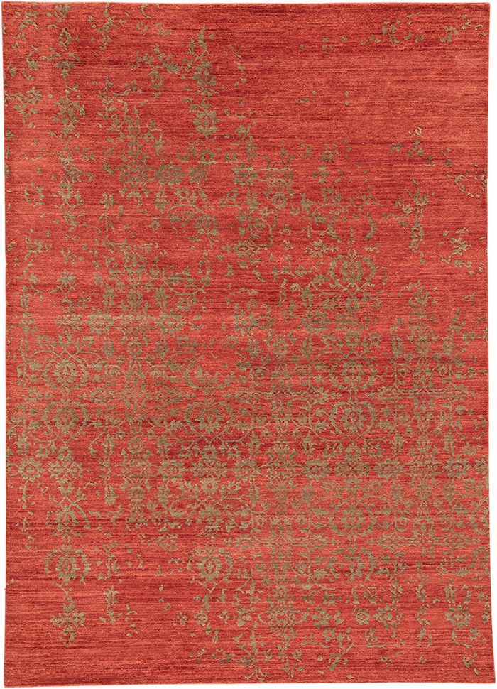 blithe red and orange wool hand knotted Rug - HeadShot