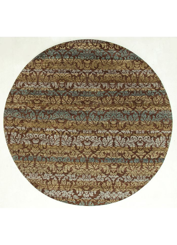 floret beige and brown wool hand knotted Rug - HeadShot