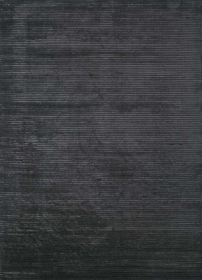 basis grey and black wool and viscose hand loom Rug - HeadShot