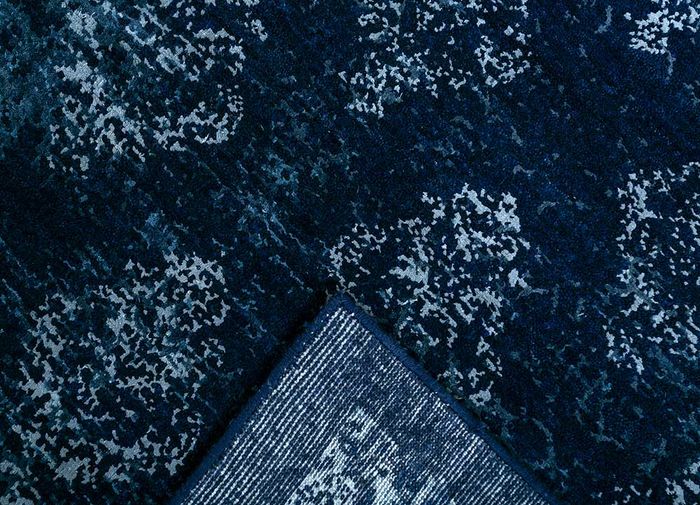 inde rose blue wool and silk hand knotted Rug - Loom