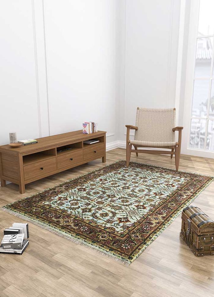 amani blue wool hand knotted Rug - Loom