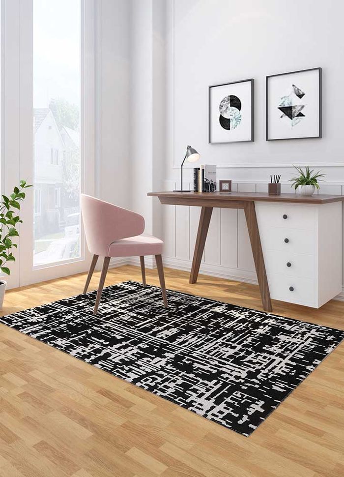 transcend grey and black wool and viscose hand tufted Rug - Loom