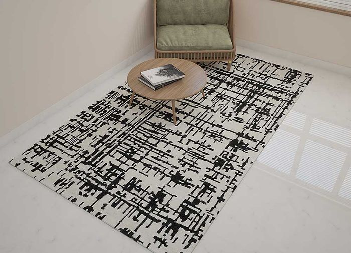 transcend ivory wool and viscose hand tufted Rug - Loom