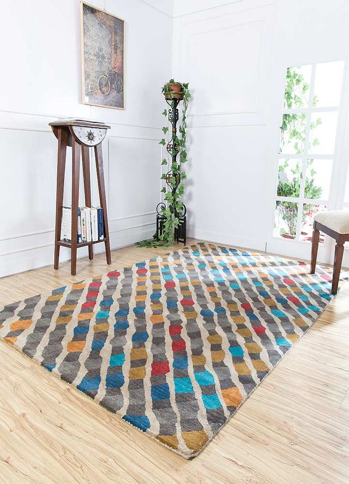 confetti beige and brown wool hand tufted Rug - RoomScene