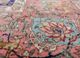 vintage red and orange wool and silk hand knotted Rug - CloseUp