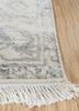 clan ivory wool and silk hand knotted Rug - Corner