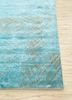 free verse by kavi blue wool and silk hand knotted Rug - Corner