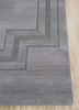 linear grey and black wool hand tufted Rug - Corner