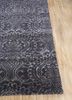 floret grey and black wool and bamboo silk hand knotted Rug - Corner