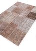 vintage beige and brown wool patchwork Rug - FloorShot