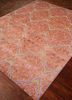 floret red and orange wool and silk hand knotted Rug - FloorShot