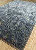 floret blue wool and silk hand knotted Rug - FloorShot