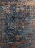 akwb-3507 navy blue/peach blue wool and bamboo silk hand knotted Rug