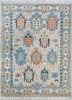 akwl-1515 cloud white/lagoon grey and black wool hand knotted Rug