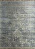 far east grey and black wool and silk hand knotted Rug - HeadShot