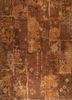 ENR-955(CS-01) Leather Brown/Copper red and orange wool and silk hand knotted Rug