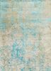 ESK-411 Antique White/Jamaican Aqua ivory wool and bamboo silk hand knotted Rug