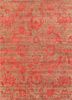 ESK-624 Clay/Velvet Red beige and brown wool and bamboo silk hand knotted Rug