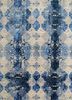 esk-661 ivory/navy blue blue wool and bamboo silk hand knotted Rug