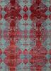 esk-661 light sea mist/red lacquer blue wool and bamboo silk hand knotted Rug