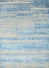 ESK-663 Classic Gray/Ocean Blue grey and black wool and bamboo silk hand knotted Rug