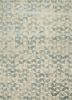 esk-680 antique white/medium blue ivory wool and bamboo silk hand knotted Rug
