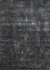 LRB-1502 Liquorice/Indigo Blue grey and black wool and bamboo silk hand knotted Rug