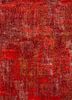 LRB-1502 Ribbon Red/Chinese Hibiscus red and orange wool and bamboo silk hand knotted Rug