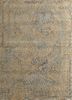 lrs-04 tan/stone blue  wool and silk hand knotted Rug