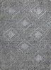 LU-101 Medium Gray/Frost Gray grey and black wool and bamboo silk hand knotted Rug