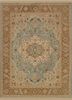 makt-04 stone blue/gold brown beige and brown wool hand knotted Rug