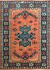 pae-1194 poppy/medium cobalt red and orange wool hand knotted Rug