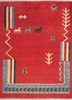 pae-1237 wistful mauve/seaside blue red and orange wool hand knotted Rug