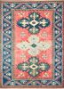 pae-1258 poppy/true navy red and orange wool hand knotted Rug