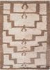 pae-135 white/medium peach beige and brown wool hand knotted Rug