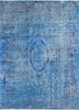 pae-1595 celestial blue/black olive blue wool hand knotted Rug