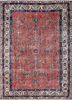 pae-2062 light coral/deep navy red and orange wool hand knotted Rug