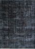 vintage grey and black wool hand knotted Rug - HeadShot