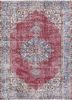 pae-2221 vintage claret/inky sea red and orange wool hand knotted Rug