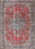 pae-2247 soft coral/teal blue red and orange wool hand knotted Rug