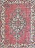 vintage pink and purple wool hand knotted Rug - HeadShot