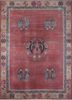 pae-2393 brick red/deep navy red and orange wool hand knotted Rug