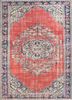 pae-2812 soft coral/deep navy red and orange wool hand knotted Rug