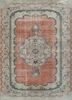 pae-2908 rose petal/sage green red and orange wool hand knotted Rug