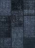 pae-3181 dark navy/black ink blue wool patchwork Rug