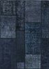pae-3185 ebony/dark navy grey and black wool patchwork Rug