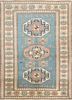 pae-325 silver lake blue/ochre blue wool hand knotted Rug