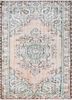 pae-3250 light coral/oasis green red and orange wool hand knotted Rug