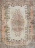 pae-3270 warm tan/forest green red and orange wool hand knotted Rug